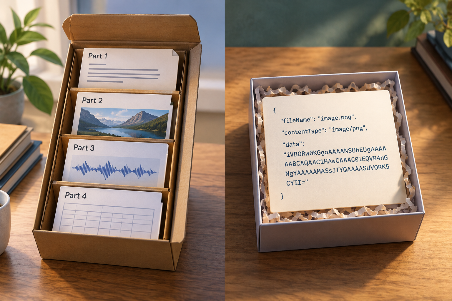 Multipart/form-data und Base64 in JSON