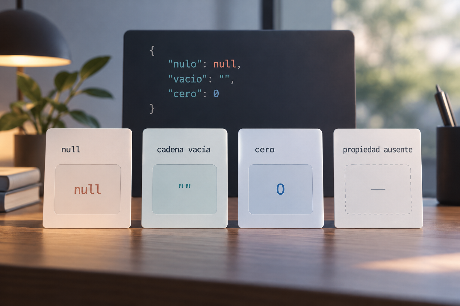 Visuelles Beispiel eines JSON-Payloads mit null, einem leeren String, der Zahl 0 und einer fehlenden Eigenschaft