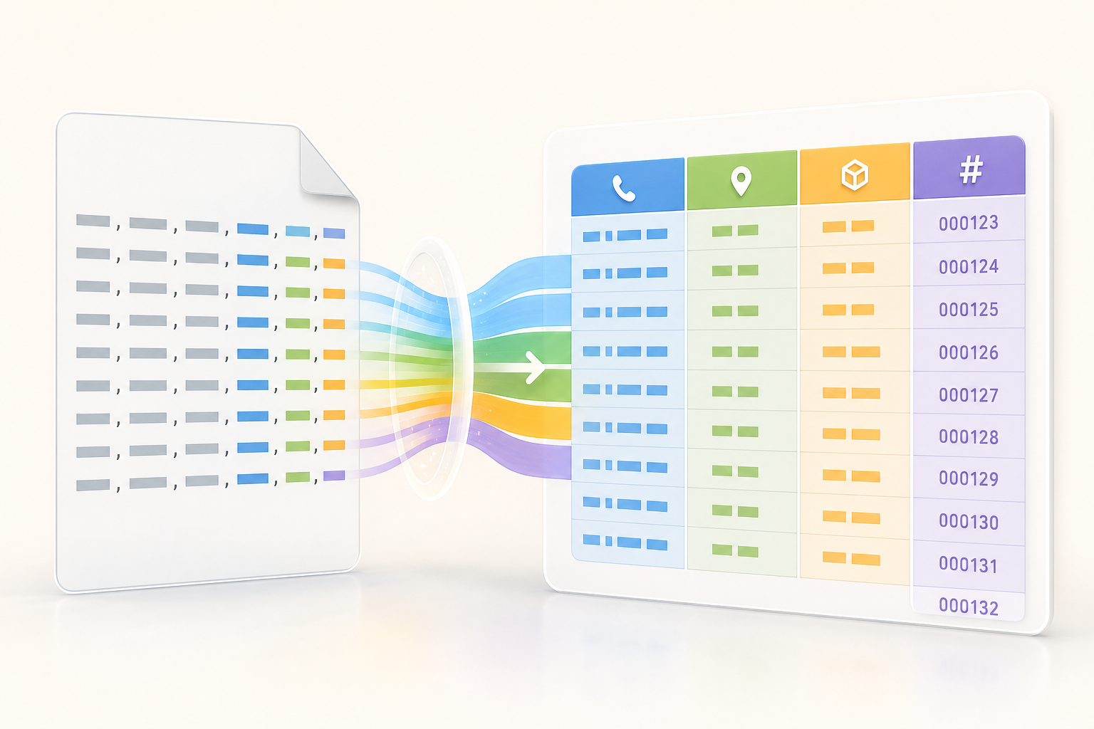 Spreadsheet with columns of identifiers, codes, and leading zeros reviewed before sharing