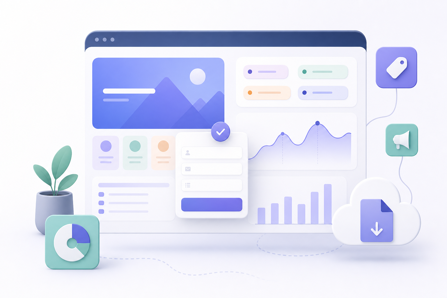 Equipo revisando una landing page para captar leads con formulario, métricas de campaña y archivo descargable