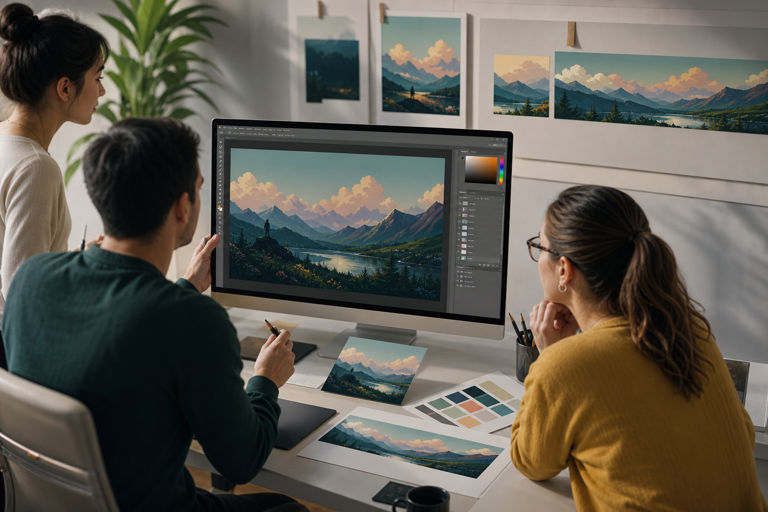Visual composition with layers to adapt a cover, thumbnail, and banner in different aspect ratios