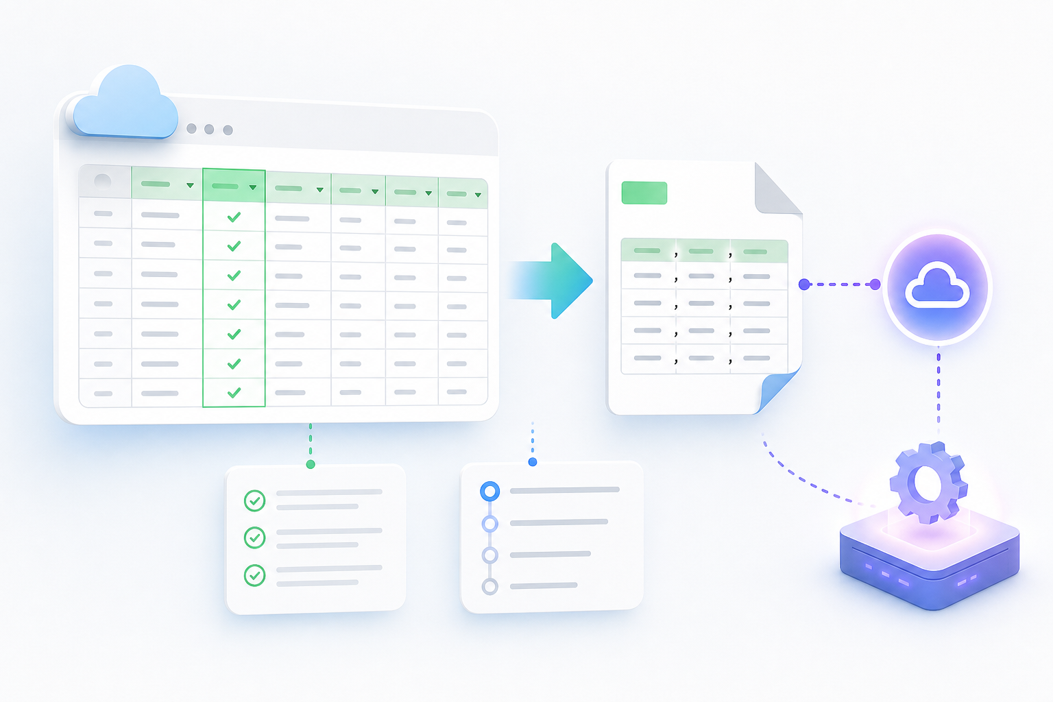 In der Cloud geprüfte Tabelle, die für eine Datenintegration als CSV exportiert wurde