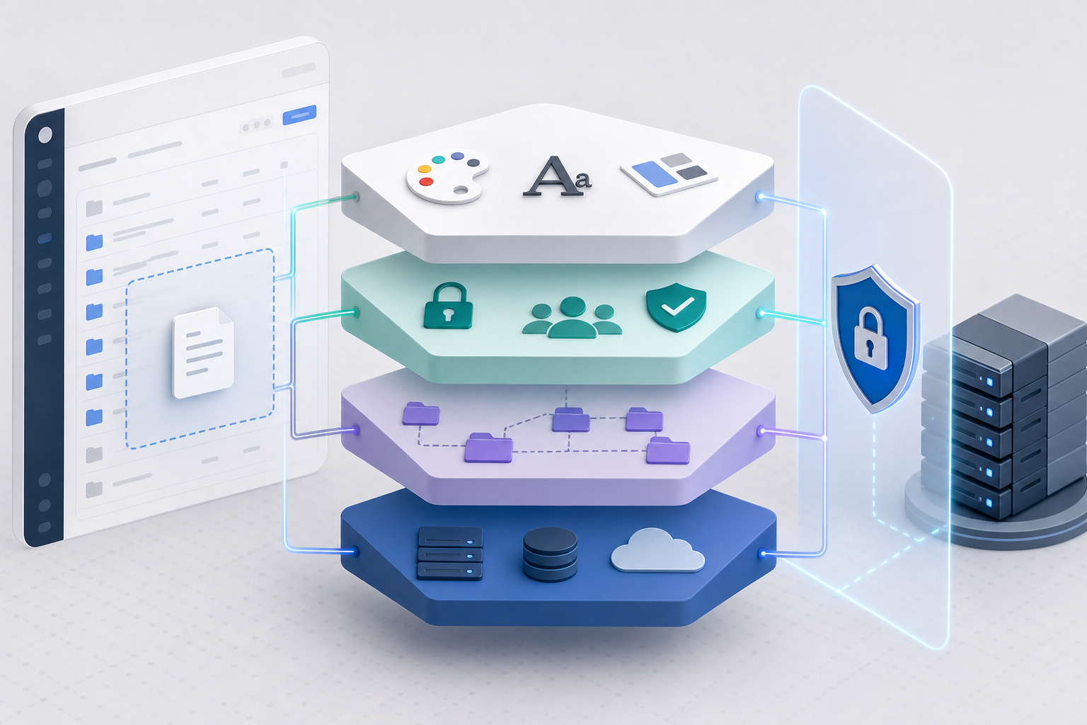 Kundenportal mit eingebetteter Cloud, getrennten Rechteebenen, visuellem Theme und Backend