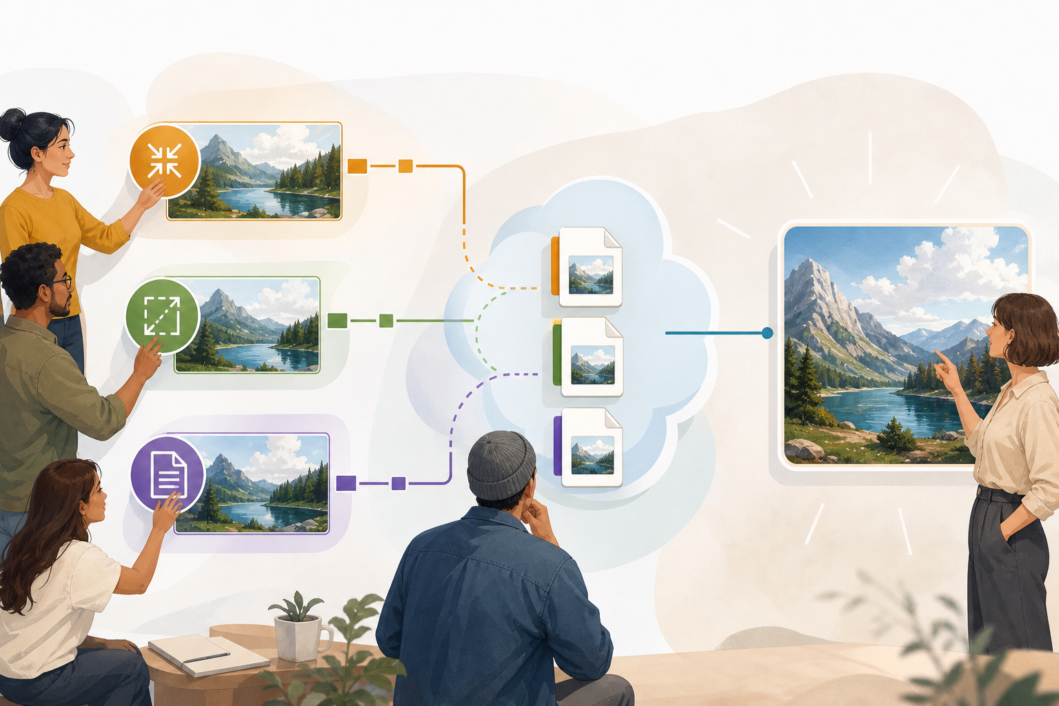 Team reviewing options to compress, resize, or convert an image before sharing it