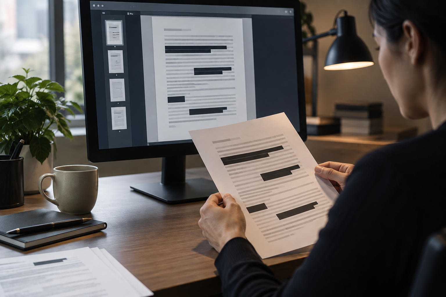 Controllo visivo di una copia PDF oscurata prima di condividerla