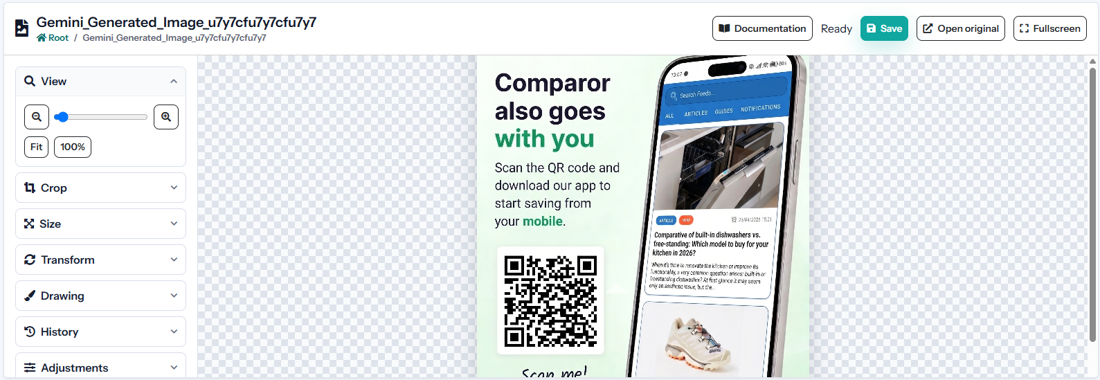 Interfaz de Image Studio en Apification