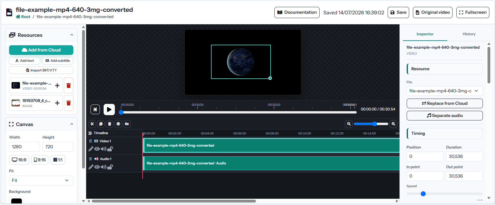 Interfaz de Video Studio en Apification